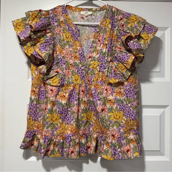 Entro Vibrant Floral Ruffle Blouse - Picture 2 of 9